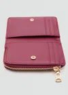 Mango Leather-effect Wallet With Zip Burgundy