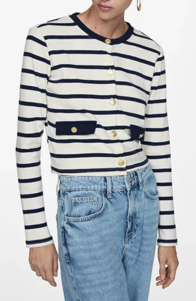 Mango Porto Cardigan In Light Beige