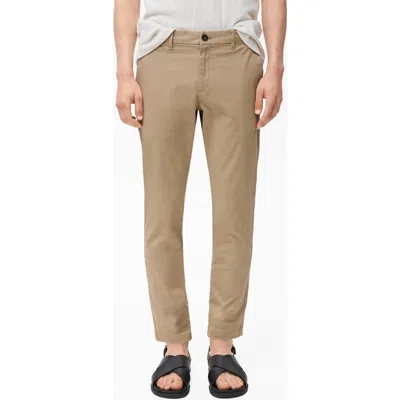Mango Prato Crop Tapered Stretch Cotton Chinos In Brown