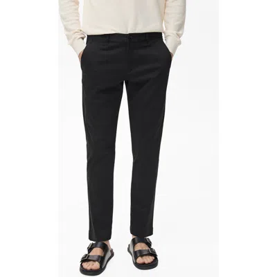 Mango Prato Crop Tapered Stretch Cotton Chinos In Black