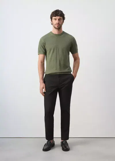 Mango Prato Cropped Tapered Chino Pants In Black