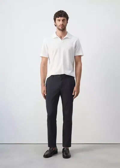 Mango Prato Cropped Tapered Chino Pants In Dark Navy