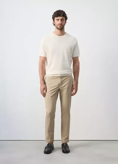 Mango Prato Cropped Tapered Chino Pants In Beige