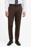 Mango Prince Of Wales Check Super Slim Fit Stretch Pants In Tobacco Brown