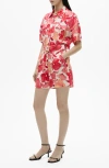 Mango Floral-print Short Jumpsuit Red In Red