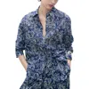 Mango Print Cotton Button-up Shirt In Blue