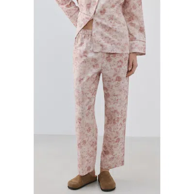 Mango Print Cotton Pajama Pants In Pink