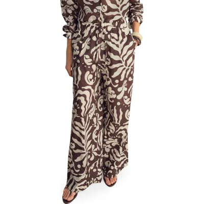 Mango Print Cotton Pants In Multi
