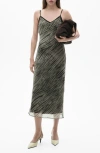 Mango Print Double Strap Slipdress In Green