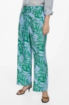 Mango Bow Printed Trouser Green In Green