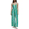 Mango Long Printed Jumpsuit Green In Green