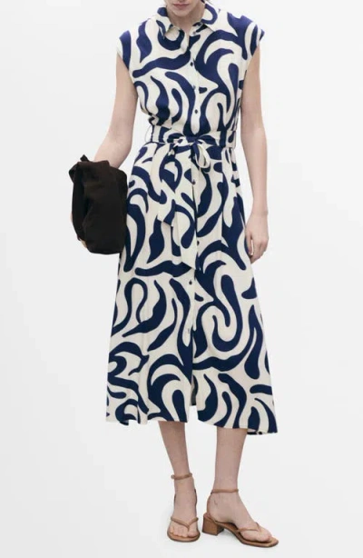 Mango Print Pleated Shirtdress