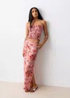 Mango Print Ruched Top In Pink