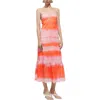 Mango Print Ruffle Hem Sleeveless Maxi Dress In Orange