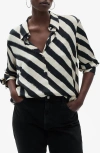 Mango Print Satin Button-up Shirt In Grey