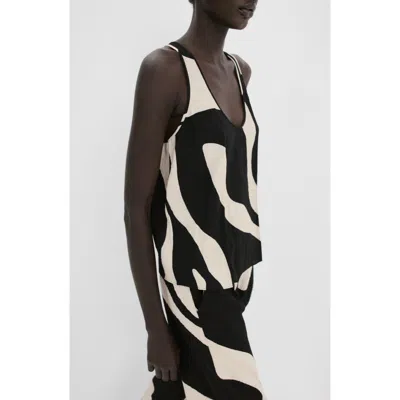 Mango Print Sleeveless Crop Top In Black