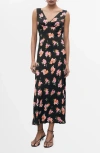 Mango Print Sleeveless Maxi Dress In Black