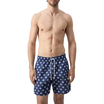 Mango Print Swim Trunks In Blue