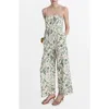Mango Print Tie Waist Wide Leg Jumpsuit
