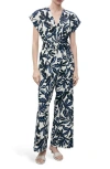 Mango Print Wide Leg Linen Blend Jumpsuit In Multi