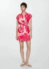 Mango Print Wrap Dress Ecru In Ecru