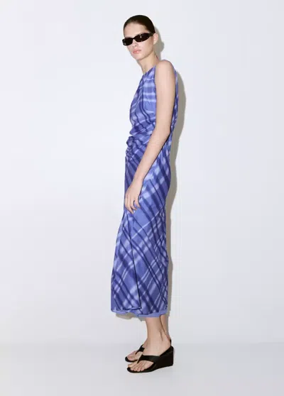 Mango Printed 100% Cotton Dress In Blue