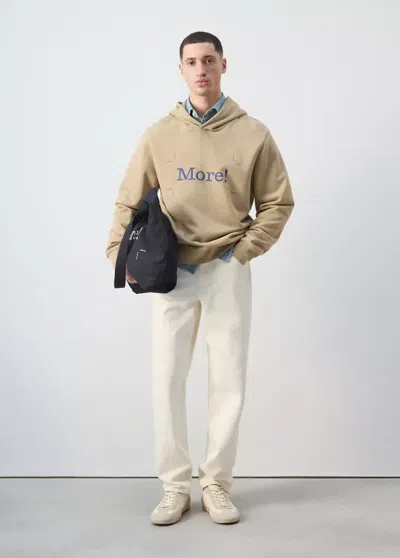 Mango Printed 100% Cotton Hooded Sweatshirt In Brown