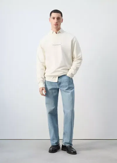 Mango Printed 100% Cotton Sweatshirt In White