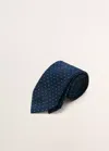 Mango Printed 100% Silk Tie In Navy