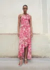 Mango Printed Asymmetrical Dress Fuchsia In Pink