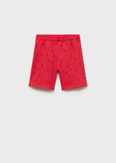 Mango Kids' Printed Bermuda Shorts Red