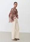 Mango Printed Blouse With Ruffles And Bow Detail Brown In Brown
