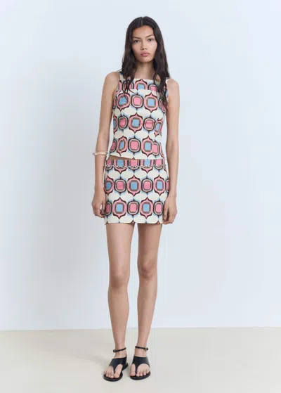 Mango Printed Boat-neck Top