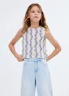Mango Printed Bow Blouse In Blue