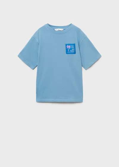 Mango Kids' Printed Cotton-blend T-shirt Blue