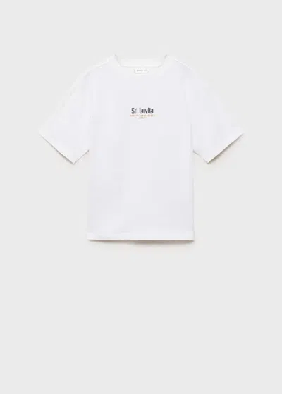 Mango Kids' Printed Cotton-blend T-shirt Off White