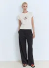 Mango Printed Cotton-blend T-shirt Off White In White
