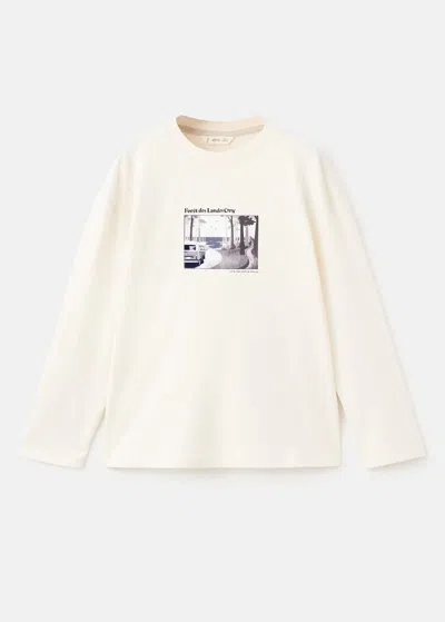 Mango Kids' Printed Cotton-blend T-shirt Off White