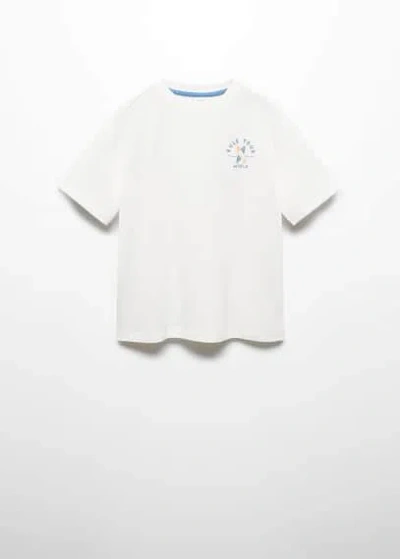 Mango Kids' Printed Cotton-blend T-shirt Off White