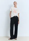 Mango Printed Cotton-blend T-shirt Orange In White
