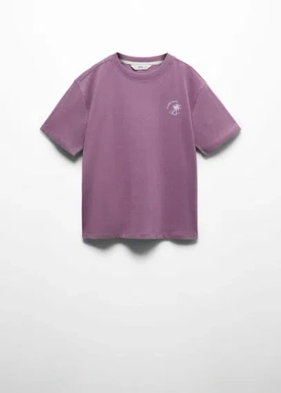 Mango Kids' Printed Cotton-blend T-shirt Purple