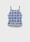 Mango Printed Cotton Blouse Blue In Blue