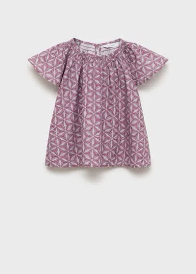 Mango Kids' Printed Cotton Blouse Pink