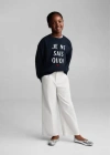 Mango Kids' Printed Cotton Sweatshirt Dark Navy In Bleu Marine Foncé