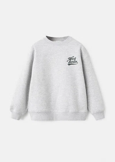 Mango Kids' Printed Cotton Sweatshirt Medium Heather Grey In Gray