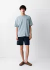 Mango Printed Cotton-blend T-shirt In Blue