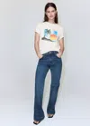 Mango Printed Cotton-blend T-shirt In Black