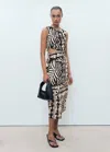 Mango Side Cutout Sleeveless Midi Dress