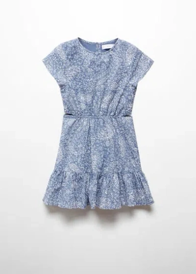 Mango Kids' Printed Dress With Openings Blue