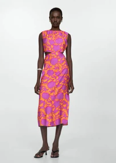 Mango Printed Dress With Openings Orange | ModeSens